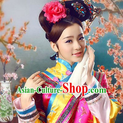 Chinese Traditional Handmade Empress Black Wig and Hair Ornaments