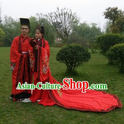 Traditional Chinese Hanzhuang Wedding Bridal Dress and Headpieces Free Delivery Worldwide
