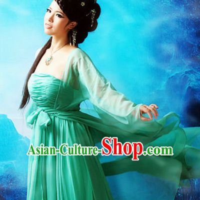 Chinese Traditional National Costume Green Hanfu