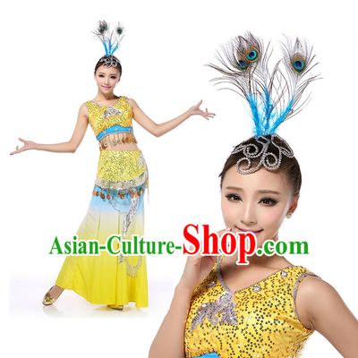 Chinese Girls Dancewear Peacock Dai Zu Dance Stores online and Headpieces for Women