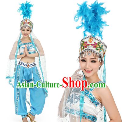 Chinese Dance Costumes Apparel Dance Stores Dance Gear Dance Attire and Hair Accessories Complete Set for Women