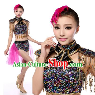Chinese Modern Dance Costumes Apparel Dance Stores Dance Gear Dance Attire and Hair Accessories Complete Set for Women