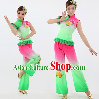 Chinese Folk Dance Costumes Apparel Dance Stores Dance Gear Dance Attire and Hair Accessories Complete Set for Women