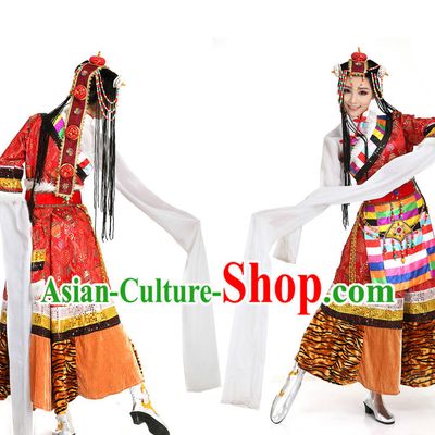 Mongolian Dance Costumes Apparel Dance Stores Dance Gear Dance Attire and Hair Accessories Complete Set for Women