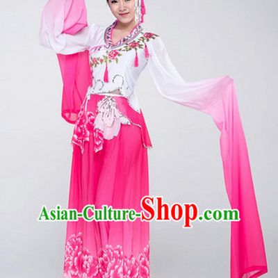 Chinese Traditional Long Water Sleeve Dance Costumes Complete Set for Women