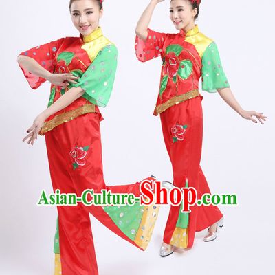 Chinese Stage Professional Hankerchief Dancing Costumes Apparel Dance Stores Dance Gear Dance Attire and Hair Accessories Complete Set