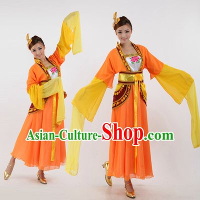 Asian Chinese Classical Dancing Costumes Dance Stores Dance Gear Dance Attire and Hair Accessories Complete Set