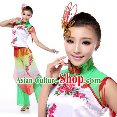 Asian Chinese Classical Dancing Costumes Dance Stores Dance Gear Dance Attire and Hair Accessories Complete Set