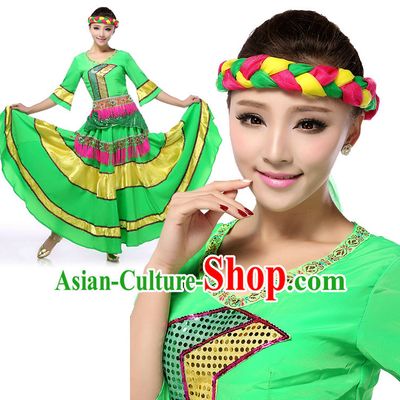 Asian Chinese Classical Dancing Costume Dance Stores Dance Gear Dance Attire and Hair Accessories Complete Set