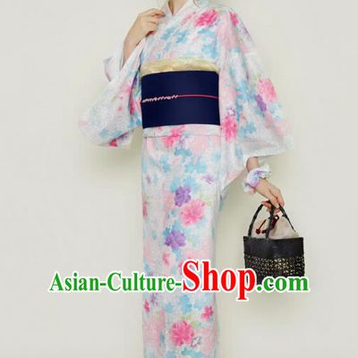 Japanese Classical Yukata Female Kimono Complete Set