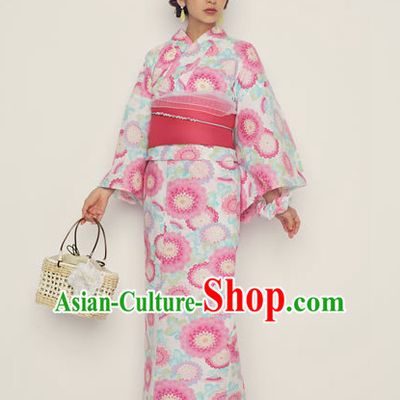 Traditional Japanese Yukata Female Kimono Complete Set