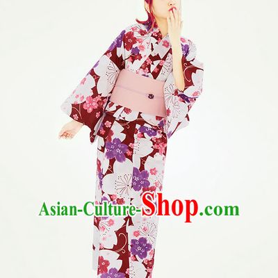 Traditional Japanese Yukata Female Kimono Complete Set
