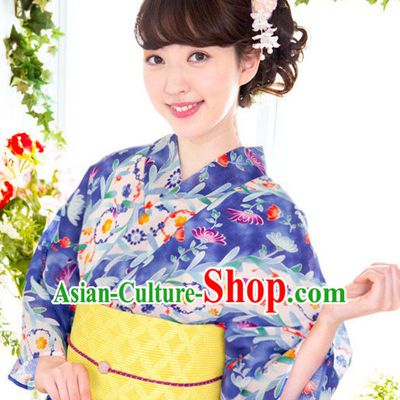 Traditional Japanese Yukata Female Kimono Complete Set