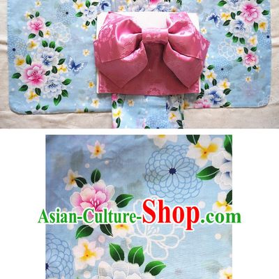 Traditional Japanese Yukata Female Kimono Clothing Complete Set