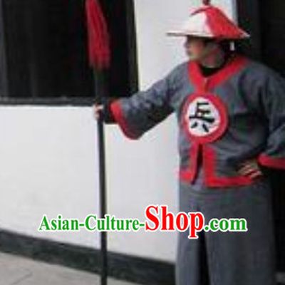 Ancient Chinese Song Dynasty Solider Costumes and Hat Complete Set