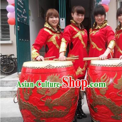 Handmade Red Dragon Chinese Drum