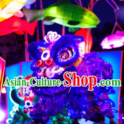 Luminous Purple Top Handmade Chinese Liion Costumes Complete Set