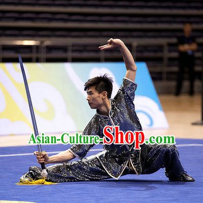 Top Shinning Martial Arts Uniform Supplies Kung Fu Southern Swords Broadswords Championship Competition Superhero Uniforms for Men