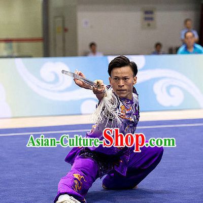 Top Embridered Martial Arts Uniform Supplies Kung Fu Southern Swords Broadswords Championship Competition Clothing for Men