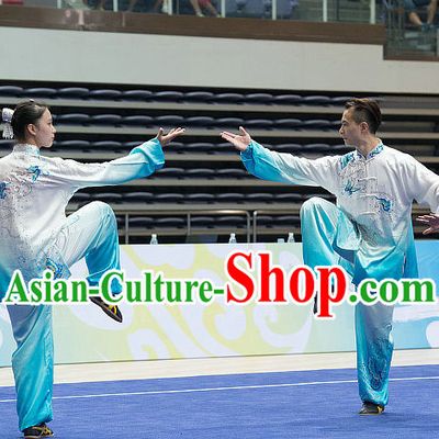 Top Embroidered Tai Chi Costumes Taijiquan Costume Aikido Chikung Tichi Uniforms Quigong Uniform Thaichi Martial Art Qi Gong Combat Clothing Competition Uniforms for Women or Men