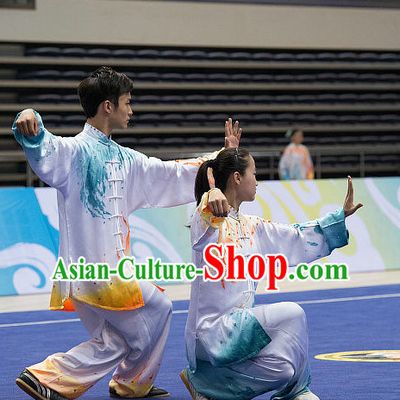 Top Championship Tai Chi Costumes Taijiquan Costume Aikido Chikung Tichi Uniforms Quigong Uniform Thaichi Martial Art Qi Gong Combat Clothing Competition Uniforms for Men or Women