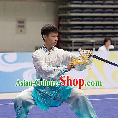 Top Embroidered Tai Chi Swords Championship Costumes Taijiquan Uniforms Quigong Uniform Thaichi Martial Arts Qi Gong Kung Fu Combat Clothing Competition Clothes for Men