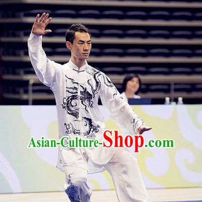 Top Tai Chi Championship Dragon Costumes Taijiquan Uniforms Martial Arts Qi Gong Kung Fu Combat Clothing Competition Uniform for Men