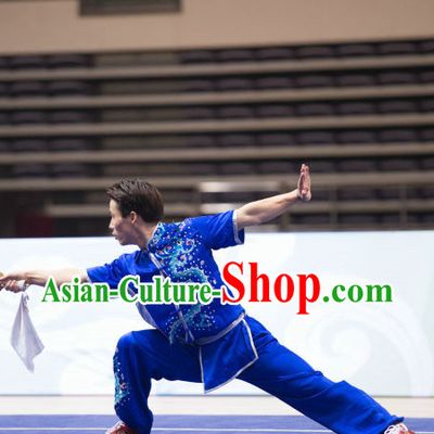 Top Dragon Embroidery Kung Fu Broadsword Uniforms Martial Arts Training Uniform Gongfu Clothing Wing Chun Costume Shaolin Clothes Karate Suit for Men