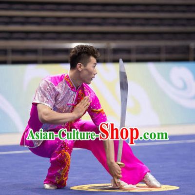 Top Shiny Kung Fu Broadsword Uniforms Martial Arts Training Uniform Gongfu Clothing Wing Chun Costume Shaolin Clothes Karate Suit for Men