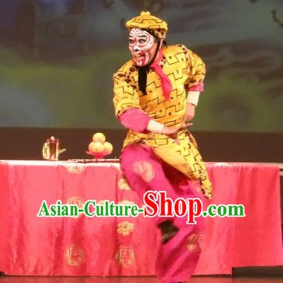 Chinese Stage Performance Monkey King Costumes and Hat Complete Set