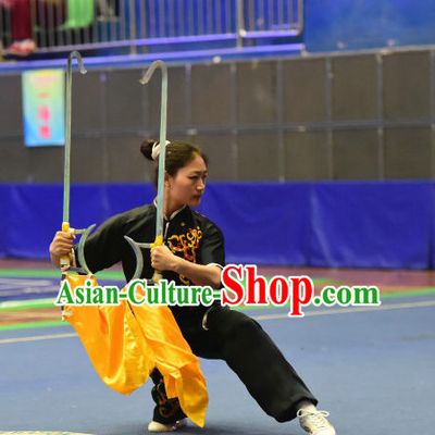 Top Chinese Wushu Double Fork Kung Fu Sword Uniforms Kungfu Uniform Martial Arts Competition Costumes for Women