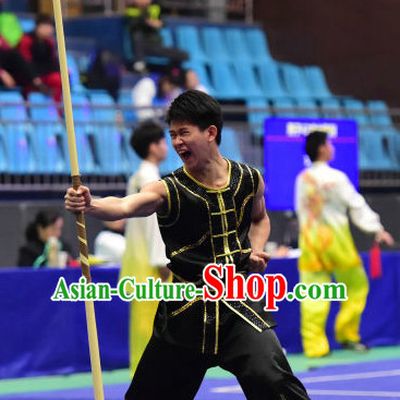 Top Chinese Kung Fu Stick Wooden Dummy Hung Gar Taekwondo Gear Taekwondo Equipment Kung Fu Moves Chinese Kungfu Costume Wing Chun Costumes Competition Uniforms
