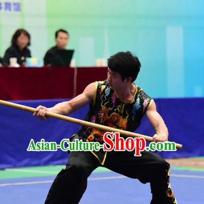 Top Chinese Kung Fu Stick Wooden Dummy Hung Gar Taekwondo Gear Taekwondo Equipment Kung Fu Moves Chinese Kungfu Costume Wing Chun Costumes Competition Uniforms