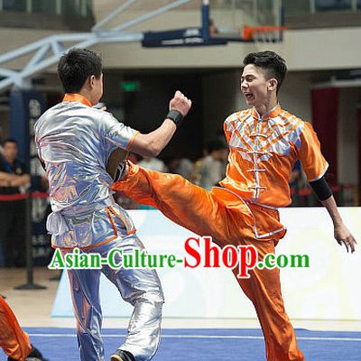 Top Orange Chinese Southern Fist Kung Fu Uniform Martial Arts Uniforms Kungfu Suits Competition Costumes Complete Set