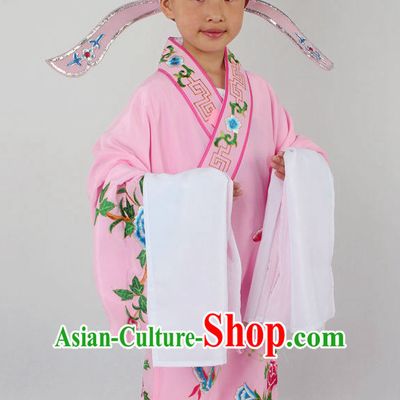 Chinese Beijing Opera Peking Opera Young Scholar Costumes Long Robe and Hat Complete Set for Kids