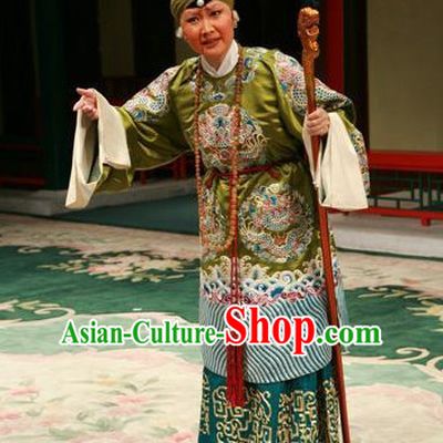 Chinese Peking Opera Beijing Opera Pantaloon Costume Cruth and Headwear Complete Set for Women