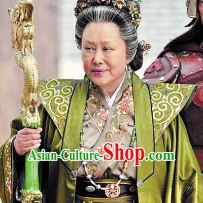 Chinese Traditional Pantaloon Wise Old Lady Costumes Complete Set and Cruth