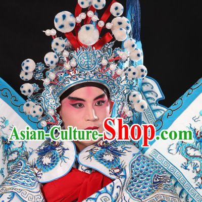 Chinese Traditional Handmade Opera Wu Sheng Military General Superhero Helmet
