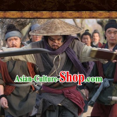 Chinese Ancient Fighter Warrior Costumes and Hat  Complete Set