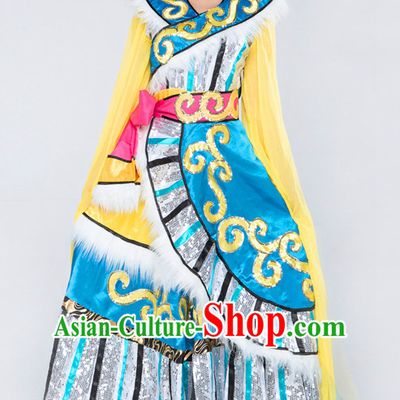Chinese Tibetan Classical Girls Dancewear Dance Costume for Competition