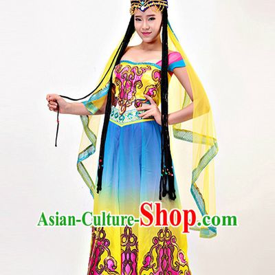 Professional Xinjiang Dance Costumes Fairy Costumes Tinkerbell Costume Salsa Costumes Flapper Costume Burlesque Girls Dancewear Dance Costumes for Competition