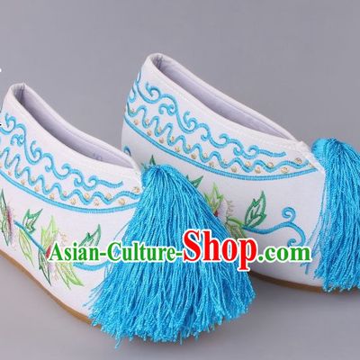 Chinese Beijing Opera Hua Dan Hua Tan Embroidered Flower Shoes for Women