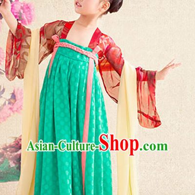 Chinese Tang Dynasty Kimono Dresses and Hair Jewelry Complete Set for Gilrs