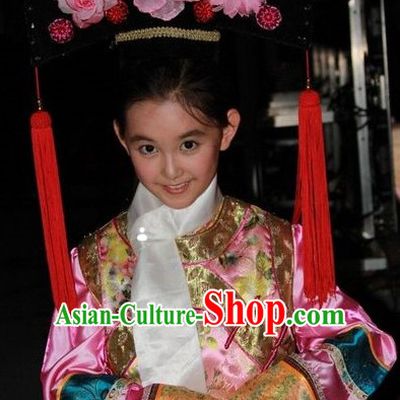 Traditional Ancient Chinese Princess Outfits and Headwear for Kids