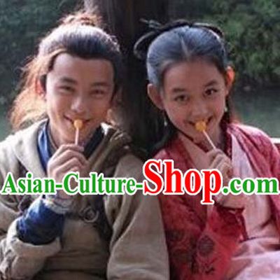 Traditional Ancient Chinese Superhero Costumes and Headwear for 2 Kids