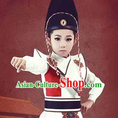 Chinese Ancient Emperor's Bodyguard Costumes and Hat Complete Set for Kids