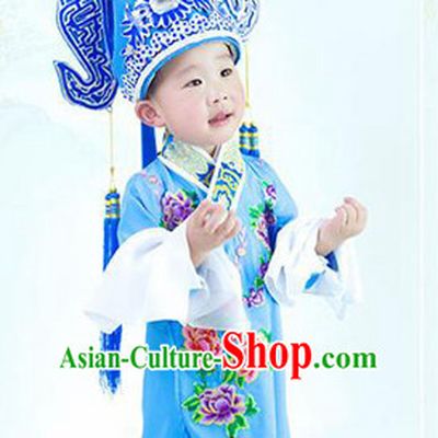 Chinese Ancient Peking Opera Costumes and Hat Complete Set for Kids