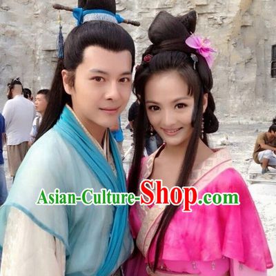 Ancient Chinese Black Long Wigs for Men and Women