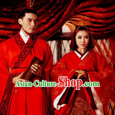 Chinese Ancient Wedding Dress and Headpieces 2 Sets