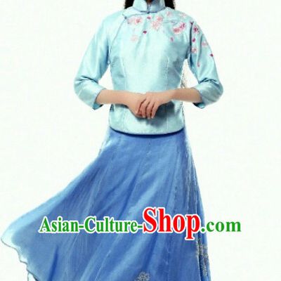 Tradiitonal Chinese Minguo Time Mandarin Dresses Complete Set for Women